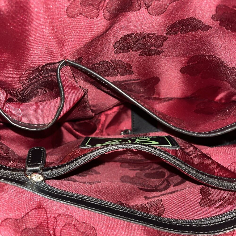 Sharif Studio Embossed Snake  Leather Trim Expanding Purse Burgundy Dust Bag NEW - Picture 6 of 16